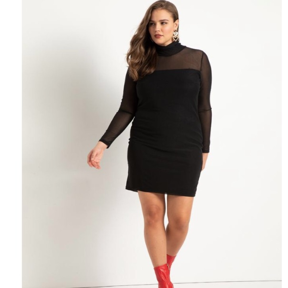 Black Sheer Mesh Bodycom Dress. Size 18.